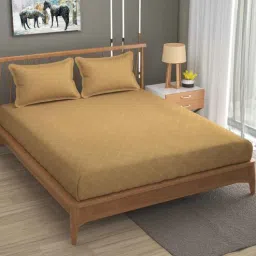bromwick Beige Traditional 300 TC Microfiber King Sized Double Bedsheet with 2 Pillow Covers-picture-36