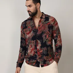 campus sutra Men Regular Fit Printed Spread Collar Formal Shirt image 2