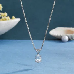 Femme Jam 925 Sterling Silver Oval Cut Zirconia Crystal Pendant & Chain for Women & Girls Princess White Gold Precious Necklace image 2