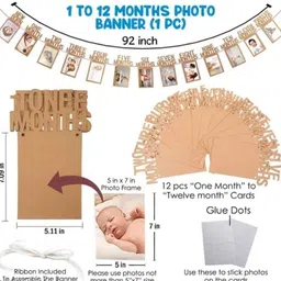 flipzone Solid Set for 1st Birthday -29Pcs Kit With Net, Banner No.1 Balloon, 1-12Month Balloon image 3