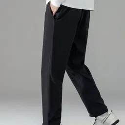 zimist Men Solid Black Track Pants image 3