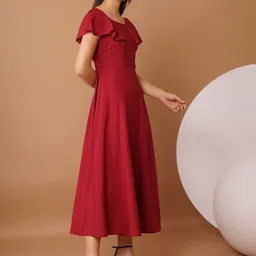 chemistry Women Fit and Flare Red Midi/Calf Length Dress image 3