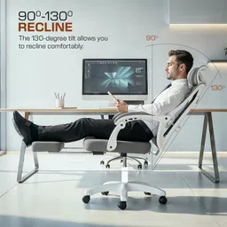 drogo Ergonomic Office Chair for Work from Home with Mesh, Armrest, 2D Headrest Mesh Office Executive Chair image 2