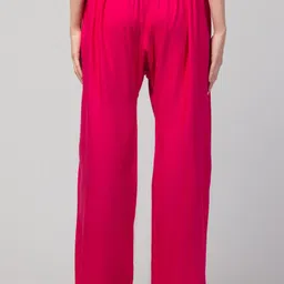 fambee Women Relaxed Pink Viscose Rayon Trousers image 2
