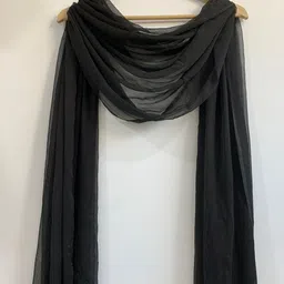 groundfashion Chiffon Solid Black Women Dupatta image 2