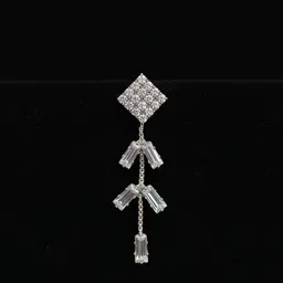 jhumka junction by chinu party wear light weight silver earring Cubic Zirconia Silver, Stone Hoop Earring image 3