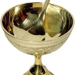 a & h enterprises Brass Dessert Bowl Brass IceCream Cup With Brass Stand & Spoon Serving Dessert , Pudding ,IceCream-picture-24