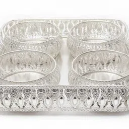 skfhandicraft Square German Silver Tray with 4 Bowls | Decorative Pooja Gift Set (5 pcs) Tray Serving Set image 4