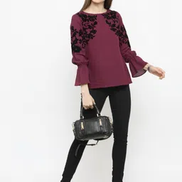 Casual Regular Sleeves Solid Women Red Top-image-0