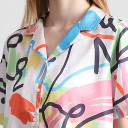 dl fashion Women Regular Fit Printed Spread Collar Casual Shirt image 4