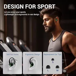 edyell V5 Earphones with Earhooks,Wireless Earbuds with NoiseCancellingMic,50H Playback Bluetooth Headset image 4