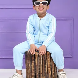 Ameeha Kids Mock Collar Fleece Sweatshirt With Joggers-picture-23