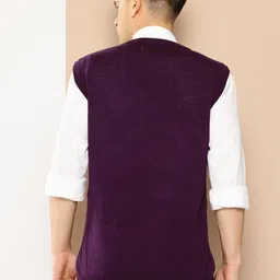 invictus Men Solid V Neck Purple Sweater image 2