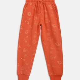 Lil Tomatoes Boys Orange Graphic Pure Cotton Straight-Fit Joggers-picture-32