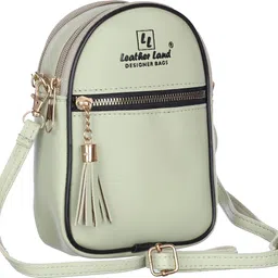 leather land Clear, Green Women Sling Bag SMALL '2' IN one Sling & Back pack in Pearl Green-picture-19