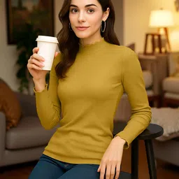 friskers Casual Regular Sleeves Solid Women Gold Top-picture-11