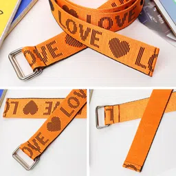 zoro Men Casual, Party, Formal, Evening Orange Canvas Belt image 2