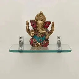 dhani creations Wi-Fi Stand / Cordless Phone Stand / Wall Mount /Pooja Stand Glass Wall Shelf image 5