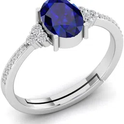 evelyn craft 6.25 Ratti Neelam lab certified Stone Silver Adjustable Ring For Women's&Men's/ Silver Sapphire Sterling Silver Plated Ring image 2