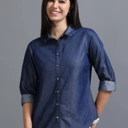 cazzba Women Regular Fit Solid Cut Away Collar Casual Shirt-picture-19