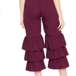 bitterlime Women Regular Fit Maroon Polycotton Trousers image 2