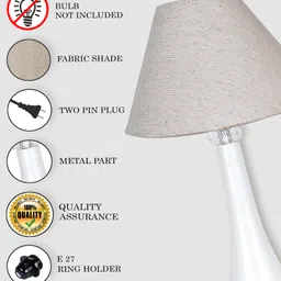 glowhere Farmhouse Matte Table Lamp, Jute Cone Shade, E27 Bedside & Living Room Table Lamp image 5