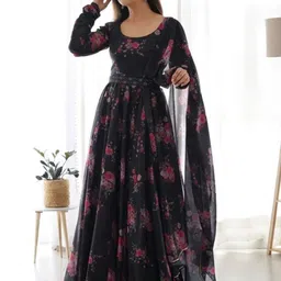maa fashion hub Printed Georgette Stitched Anarkali Gown-picture-16