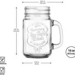 infinitepiinitiatives Mason Jar Glass with Lid & Straw | 500ml Juice Smoothie Sipper Mug with Handle image 4