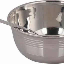 mohini steels Pack of 5 Steel Premium Quality Stainless Steel Veg Bowl Vati Katori Serving Dish Set, 1 Plate, 1 Spoon & 1 Glass | Bhojan Thali Set 5 Pcs Dinner Set image 4