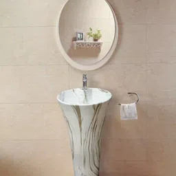 inletcera Pedestal Premium White Ceramic Wash Basin(M34) Pedestal Wash Basin(34) Matt Pedestal Basin-picture-21