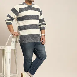 sztori Men Woven Round Neck White Sweater image 5