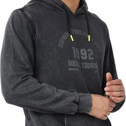 spykar Men Full Sleeve Printed Hooded Sweatshirt image 2