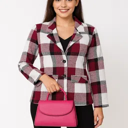 bluewears Women Checkered, Printed Single Breasted Casual, Formal, Party, Festive & Wedding Blazer-picture-11