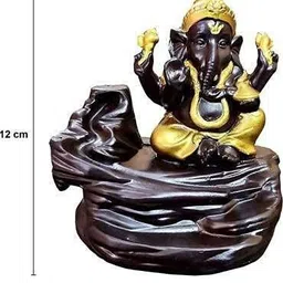 reeldot Lord Ganesh, Ganesha Backflow Cone Incense Showpiece And 20 Free Dhoop Cones Decorative Showpiece - 12 cm image 3