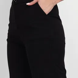 next one Women Loose Fit Black Lycra Blend Trousers image 4