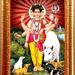 deshkart DATTATREYA DEV GOLDEN PHOTO FRAME SMALL SIZE (6.5 X 8.5) INCH RECTANGULAR Religious Frame-picture-28