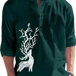 fashion marts Men Floral Print Cotton Blend Straight Kurta-picture-30