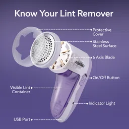 agaro 2419 Rechargeable Lint Remover, for Woolen Sweaters, Blankets, Jackets Lint Roller image 4