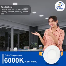 d'mak 8 Watt Ultra Slim White Led Super Bright Panel Light Round Shape Conceal POP Light (Pack of 32) Recessed Ceiling Lamp image 5