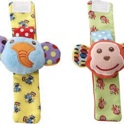 baby moo Elephant And Monkey Multicolour Set of 2 Wrist Rattle Rattle-picture-32