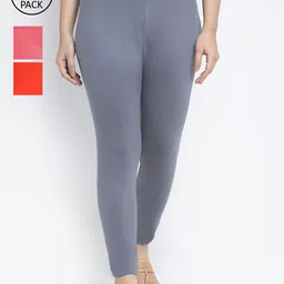 GRACIT Women Pack Of 3 Solid Ankle-Length Leggings-picture-33