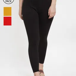 Jinfo Women Pack of 3 Solid Ankle-Length Leggings-picture-32