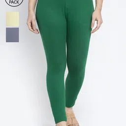 Jinfo Women Pack Of 3 Solid Ankle-Length Leggings-picture-13