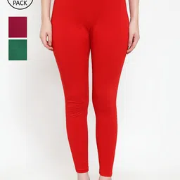 Jinfo Women Pack Of 3 Solid Super Combod Cotton Lycra Cotton Leggings-picture-14