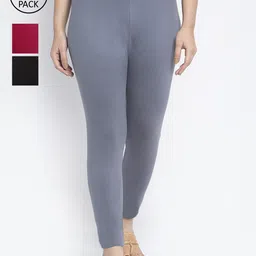 Jinfo Women Pack of 3 Solid Ankle-Length Leggings-picture-36