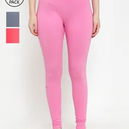 GRACIT Women Pack Of 3 Solid Ankle-Length Super Combed Cotton Lycra Leggings-image-114