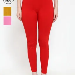 Jinfo Women Pack Of 3 Super Combod Cotton Lycra Ankle-Length Leggings-image-41