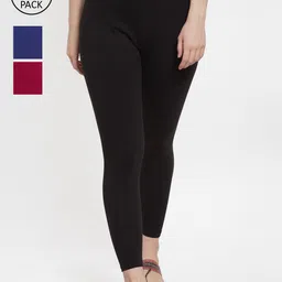 Jinfo Women Pack Of 3 Solid Ankle-Length Leggings-image-8