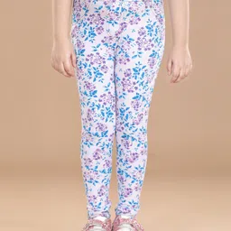 StyleStone Girls Blue & Purple Floral Printed Cotton Treggings-picture-38