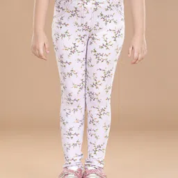 StyleStone Girls White Printed Cotton Jeggings-image-83